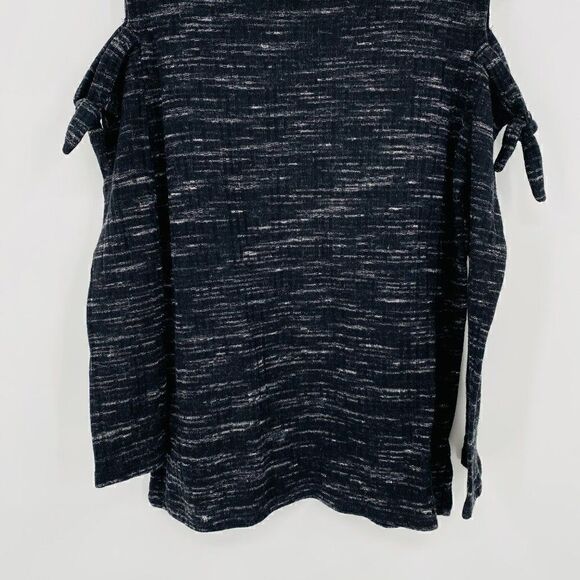 Rag & Bone Size Medium Black Spacedye Tied Cold Shoulder Knit Top Long Sleeve - Picture 3 of 6